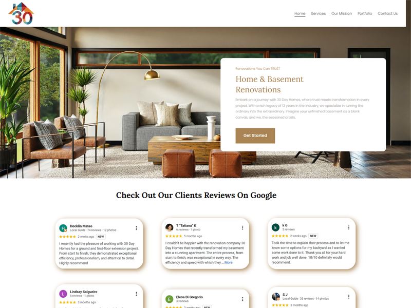 Home and basement renovation contractor website
