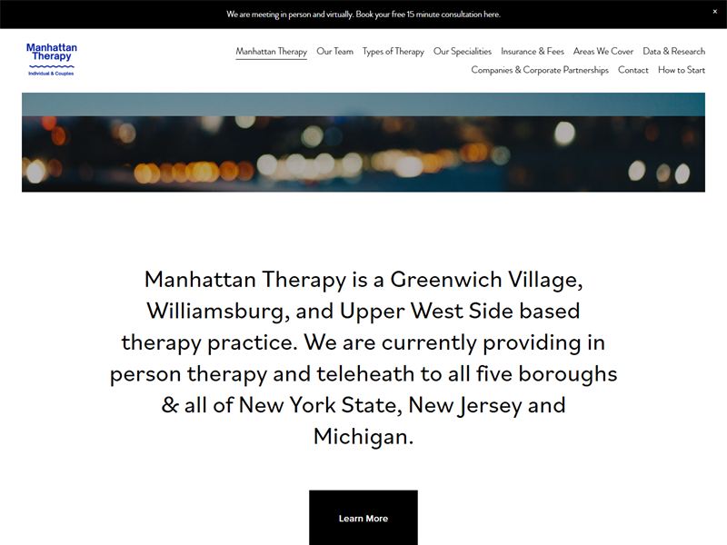 Manhattan Therapy practice website