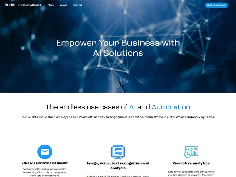 RadAI artificial intelligence and automation company website