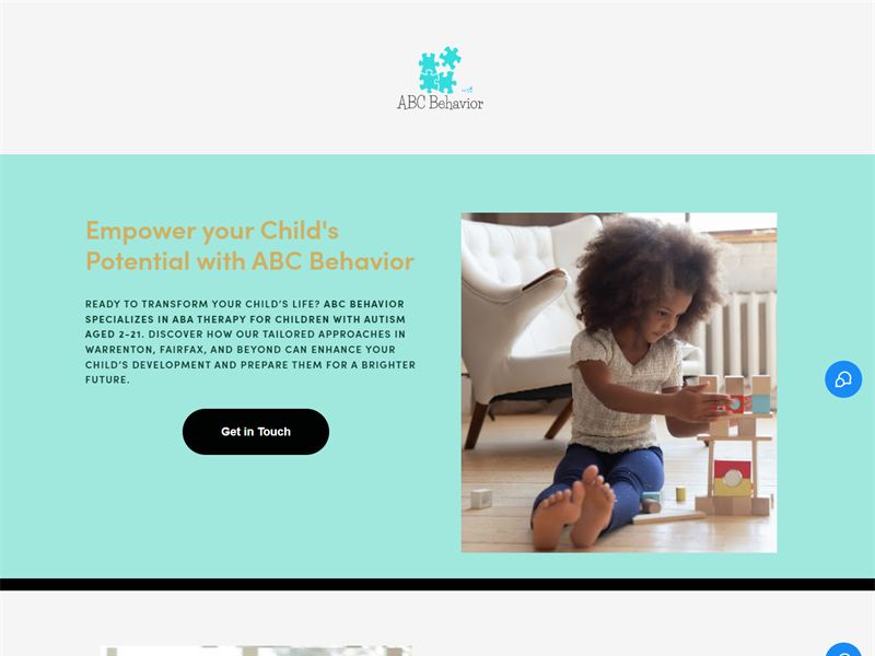 ABC Behavior autism therapy services website homepage