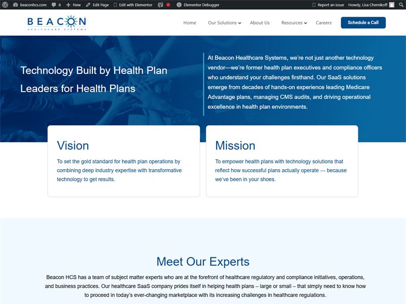 Beacon Healthcare Systems SaaS company website
