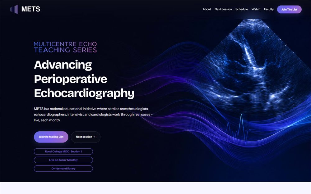 METS Multicentre Echo Teaching Series website homepage